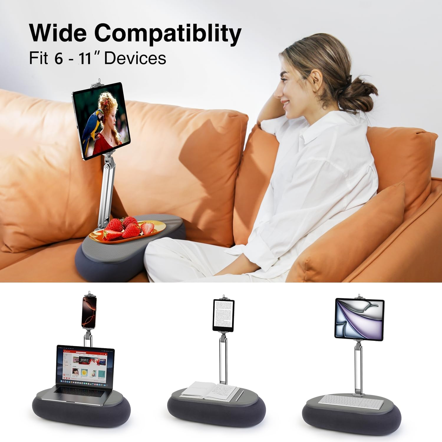 Elitehood 46 Cm Kindle Stand for Reading in Bed, Adjustable Tablet Pillow for Lap, Soft Kindle Pillow Stand for Bed Compatible with 6-13 Inch Cell Phone, Iphone, Ipad Pro Air Mini, Tablets image number 6