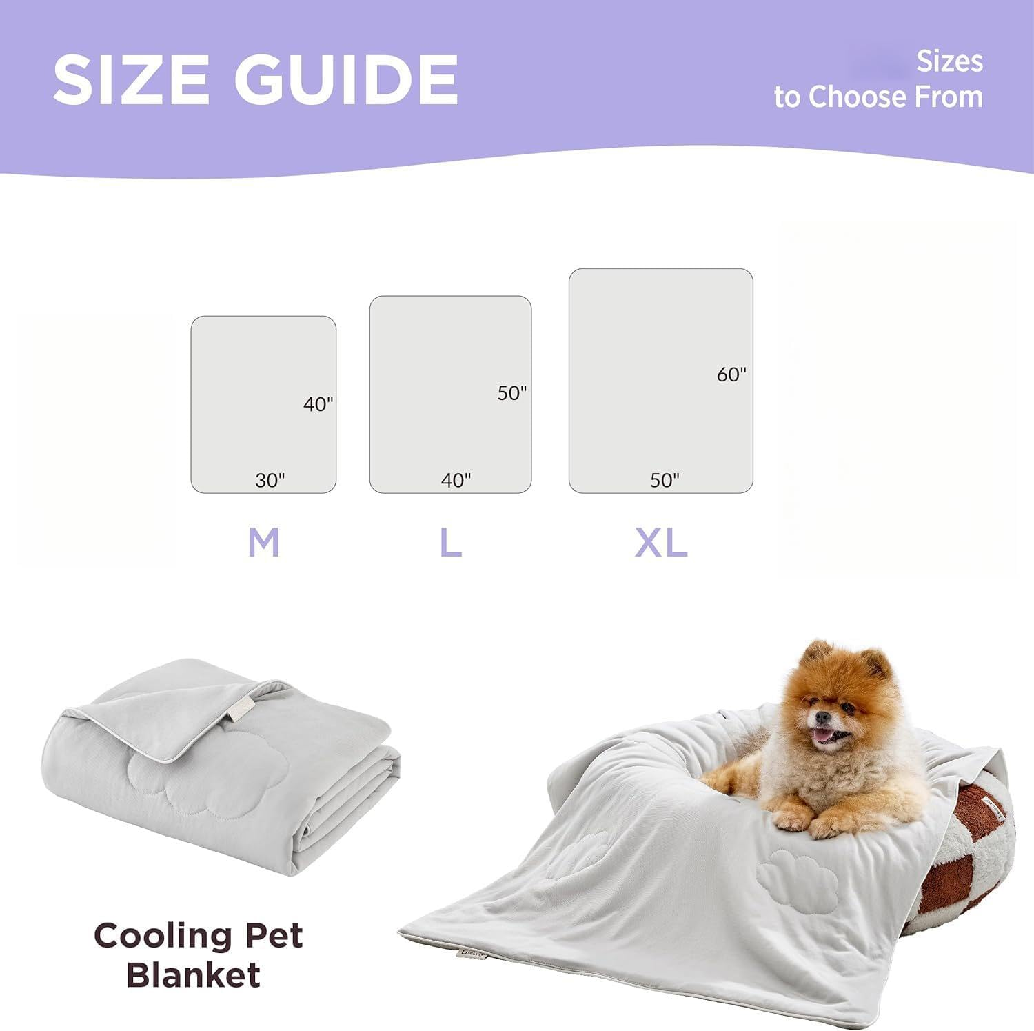 Cooling Blanket for Dogs, Lightweight & Durable Dog Cooling Mat, Q-MAX>0.45 Soft Breathable Pets Comforter for Couch, Bed & Car Essential (XL-152 * 127CM) - Xl-152*127Cm image number 5