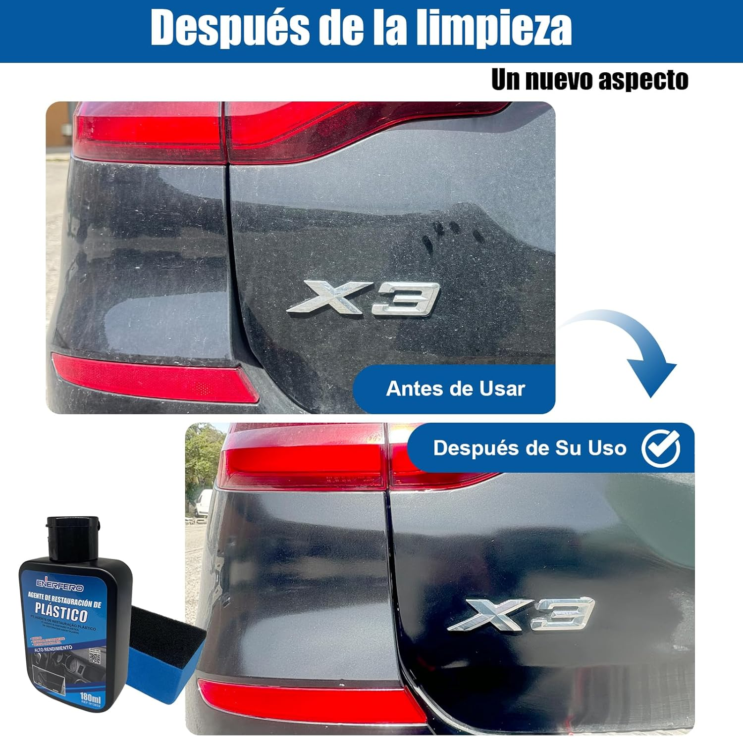 Car Interior Cleaner, Plastic Cleaner, Scratch Removal and Interior Cleaning, Restore Exterior of Car, Renewal of Plastics and Rubber Bands for Cars (Pack of 2) image number 1