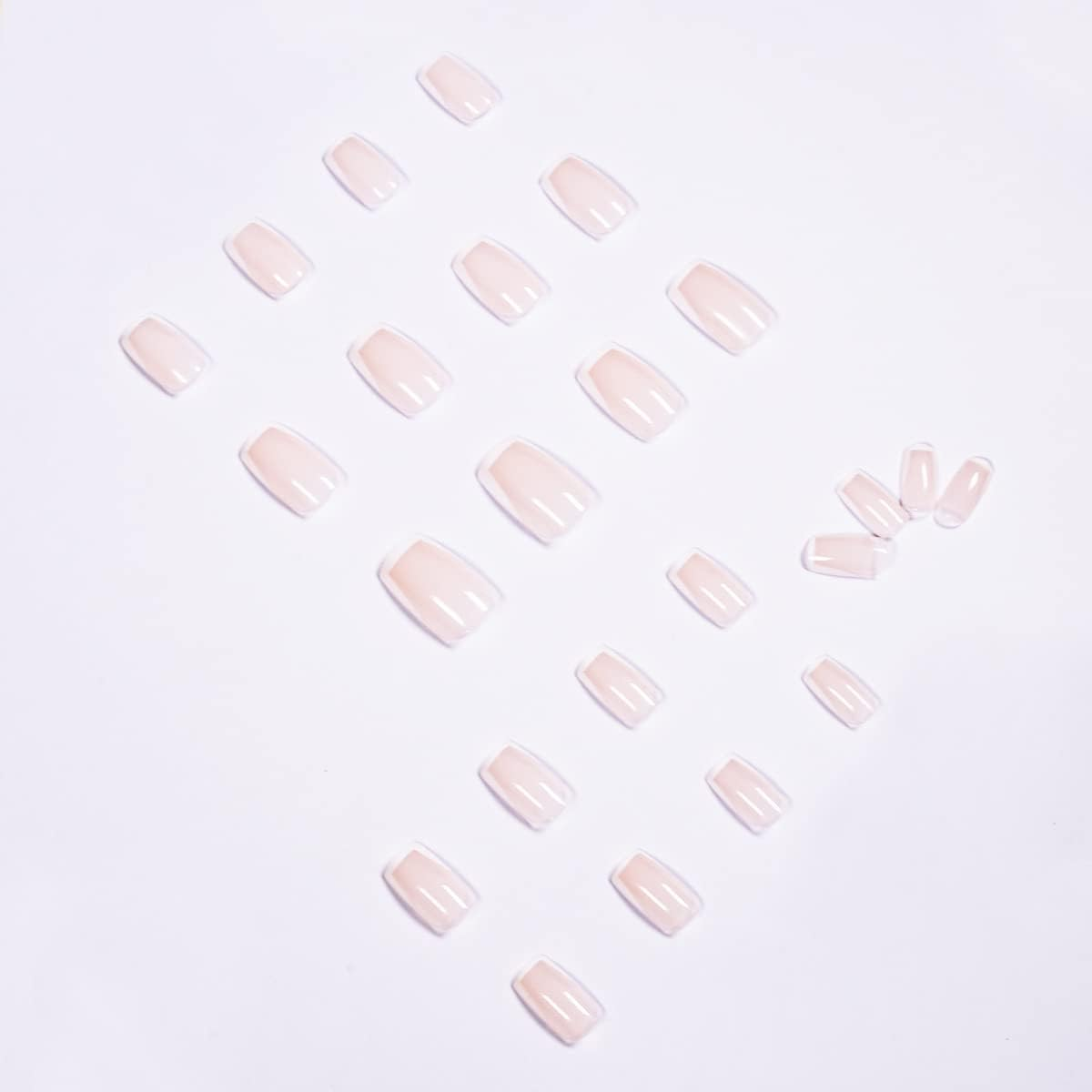 Medium Square White French Nails for Gluing, KXAMELIE Coffin Press on Nails with Designs Acrylic Artificial Nails for Women and Girls Daily Use Pack of 24 image number 2