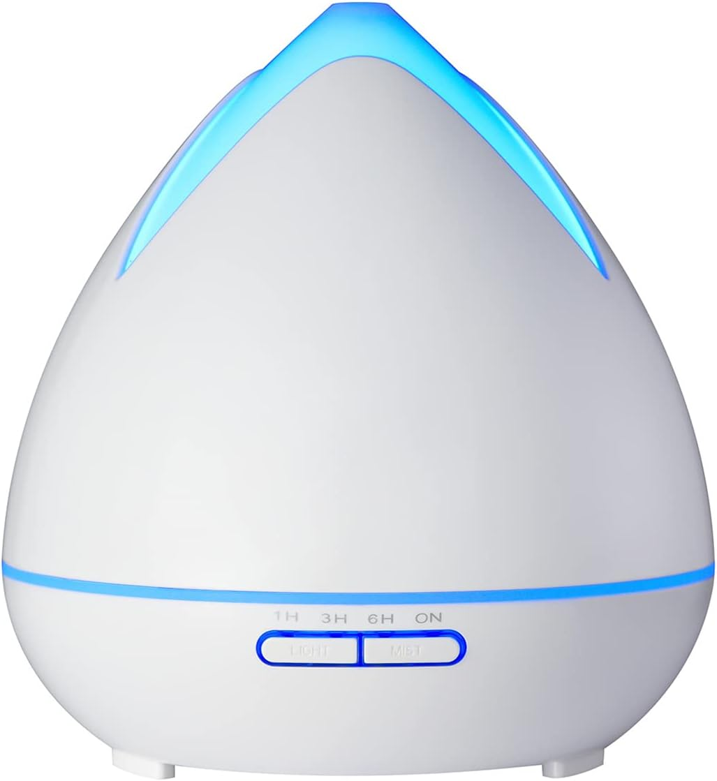 Purespa Diffuser Humidifier Serene Aromatherapy 400Ml Capacity with 3 X Aroma Diffuser Oils (Kiwi and Lime, Lily and Lotus, And, Apple and Dewberry) Night Light 7 LED Mood Lights (White)