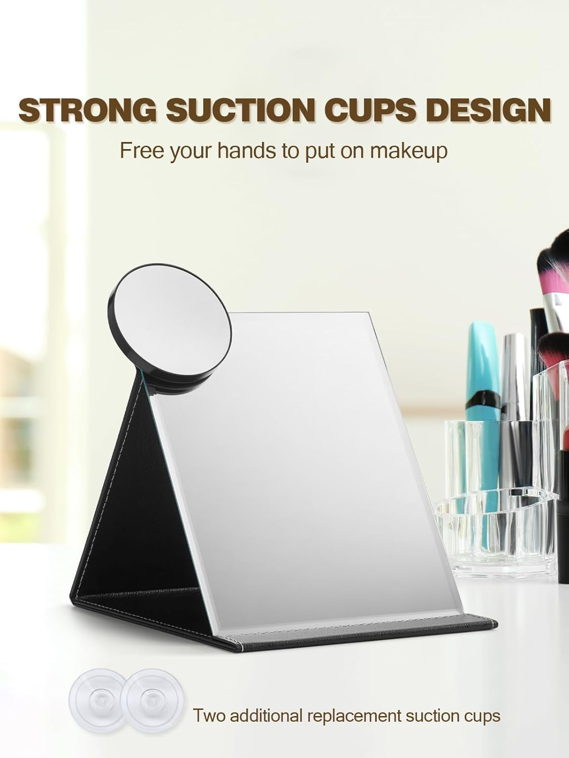 30X Magnifying Mirror, Small Magnifying Mirror with Suction Cup and Tweezers, 3.5 Inches Magnifier Travel Set image number 1