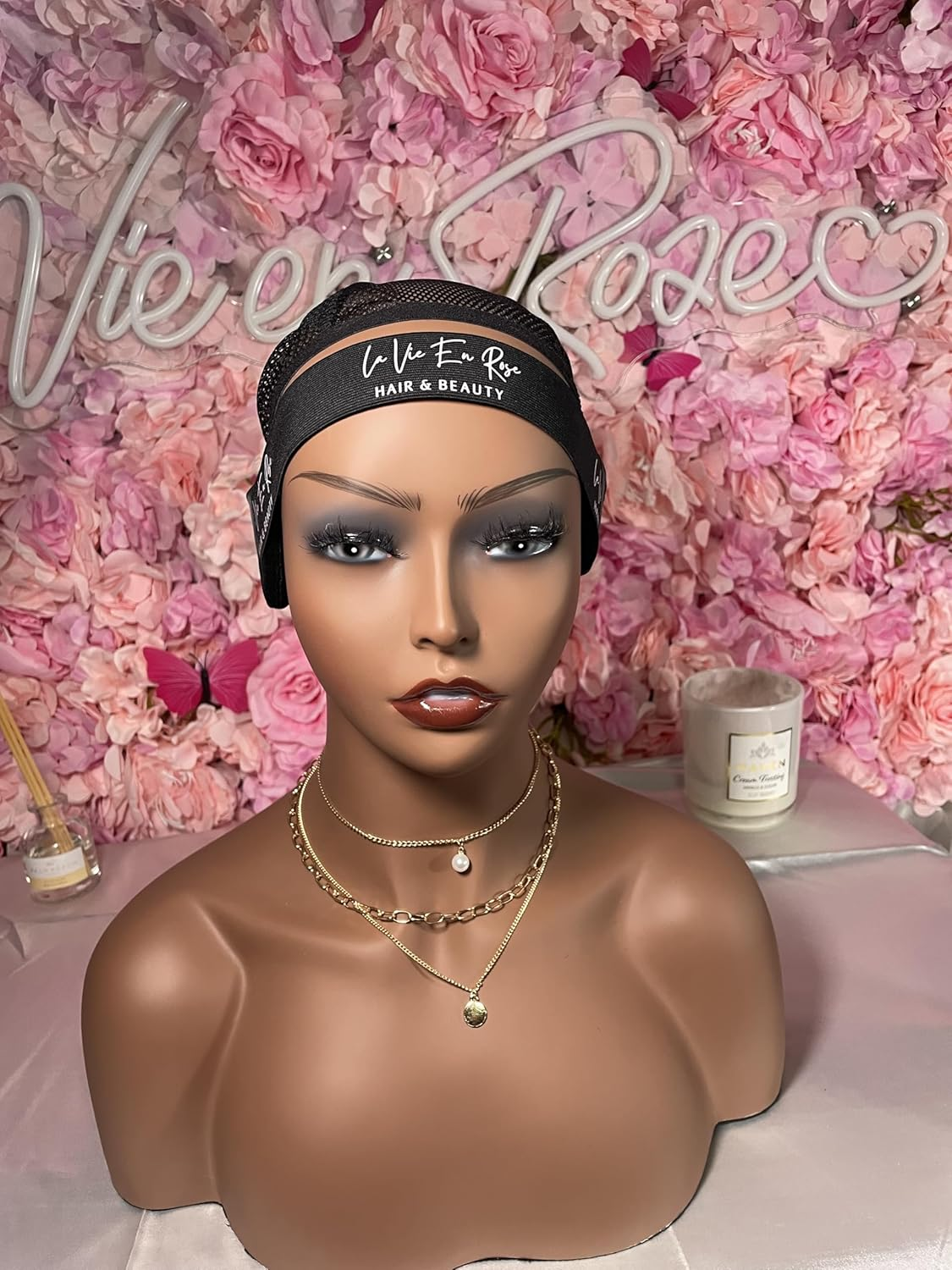 Lace Melting Band with Ears Protection, Adjustable Edge Slayer Baby Hair Band, Black Elastic Lace Melt Band for Wigs, Soft and Comfortable for Daily Use image number 1