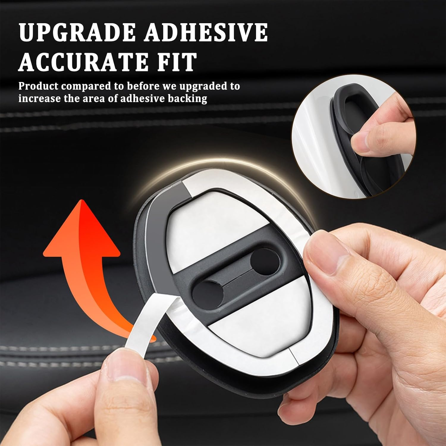 4PCS Upgraded Car Door Latch Guard Cover, Silicone Black Car Door Lock Cover for Noise Reduction, Universal Fit, 3.65 X 2.80 In image number 5