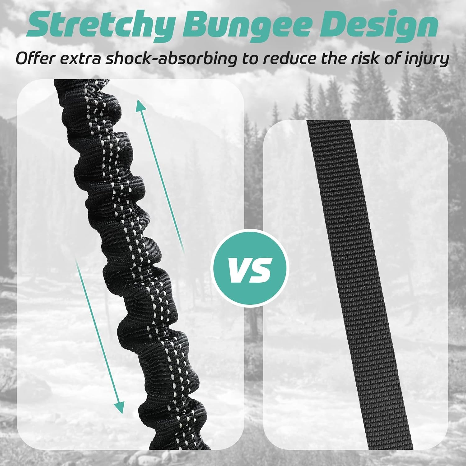 Rabbitgoo Tactical Bungee Dog Leash, Elastic Leads Rope with 2 Padded Traffic Control Handles for Military Dog Training and Night Walking, Quick Lock & Release, Safety & Comfort, 5.2FT, Black image number 5