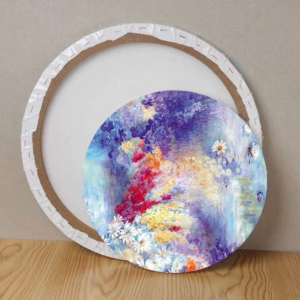 Didiseaon round Canvas for Painting: Pre-Stretched Circle Canvas Blank Frame 50Cm White Art Canvases Panels for Oil, Acrylic, Gouache, Crafts Drawing Painting DIY image number 6