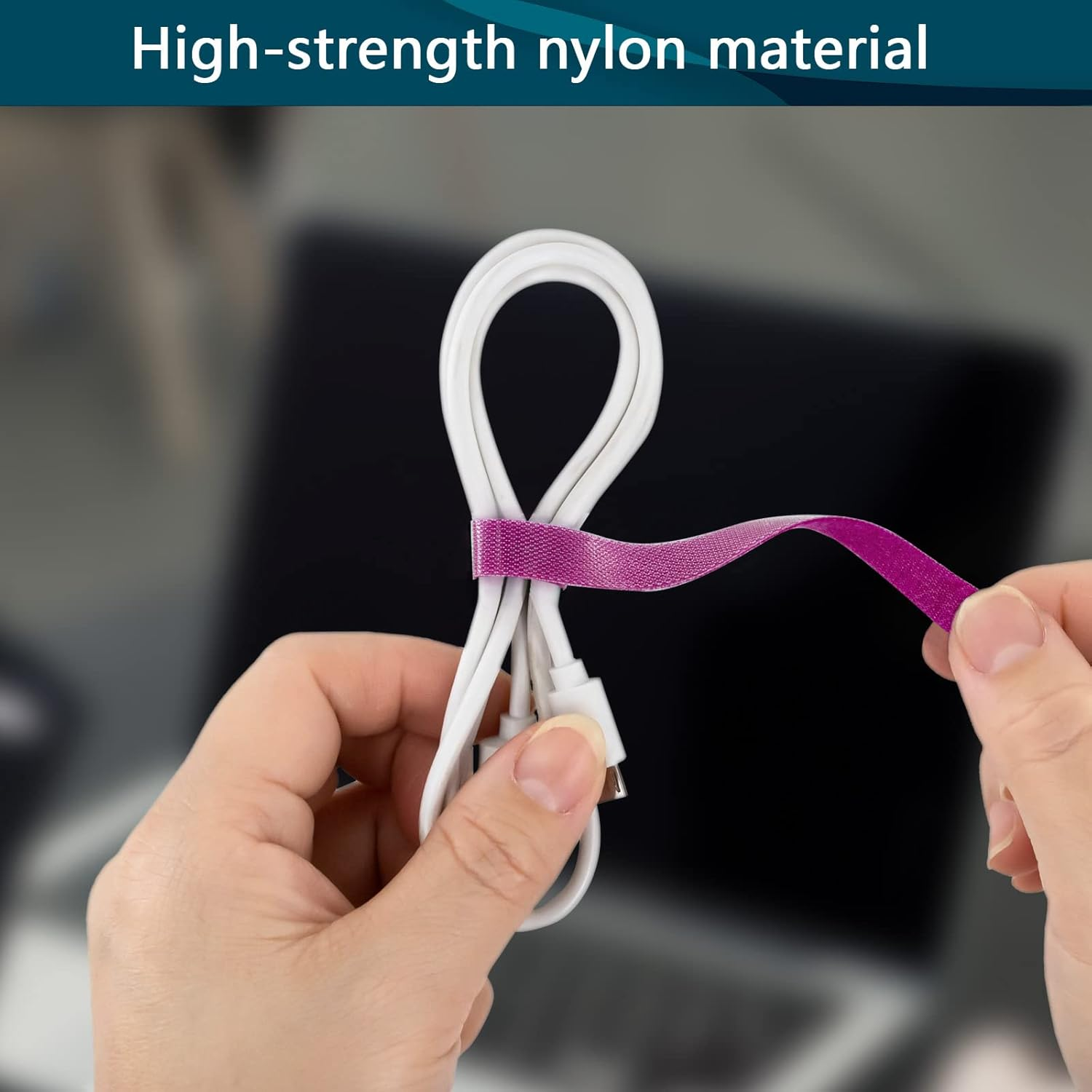 YOVXLO 50PCS 6 Inch Reusable Cable Ties Wire Ties Cord Organizer Cable Organizer Adjustable Management，Microfiber Cloth Used for Computer Link Cable Cord Management USB Cable Ties (Purple)