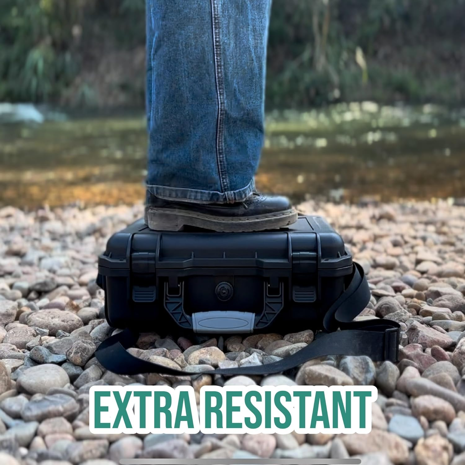 INNVO Waterproof Case for Starlink Mini, Travel Case with Customized Foam for Starlink Dish and Accessories, Hard Shell, Shoulder Strap Black (IWC009 (Starlink Mini Case)) image number 5