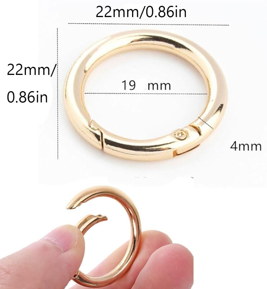 Armastuse 30PCS Trigger Spring O Rings,Keychain Ring O Clip,Pale Gold Carabiner Clip,Round Carabiner Clip Snap Keyring,Multi-Purpose Snap for Keyrings Buckle, Bags, Purses, Handbag image number 4