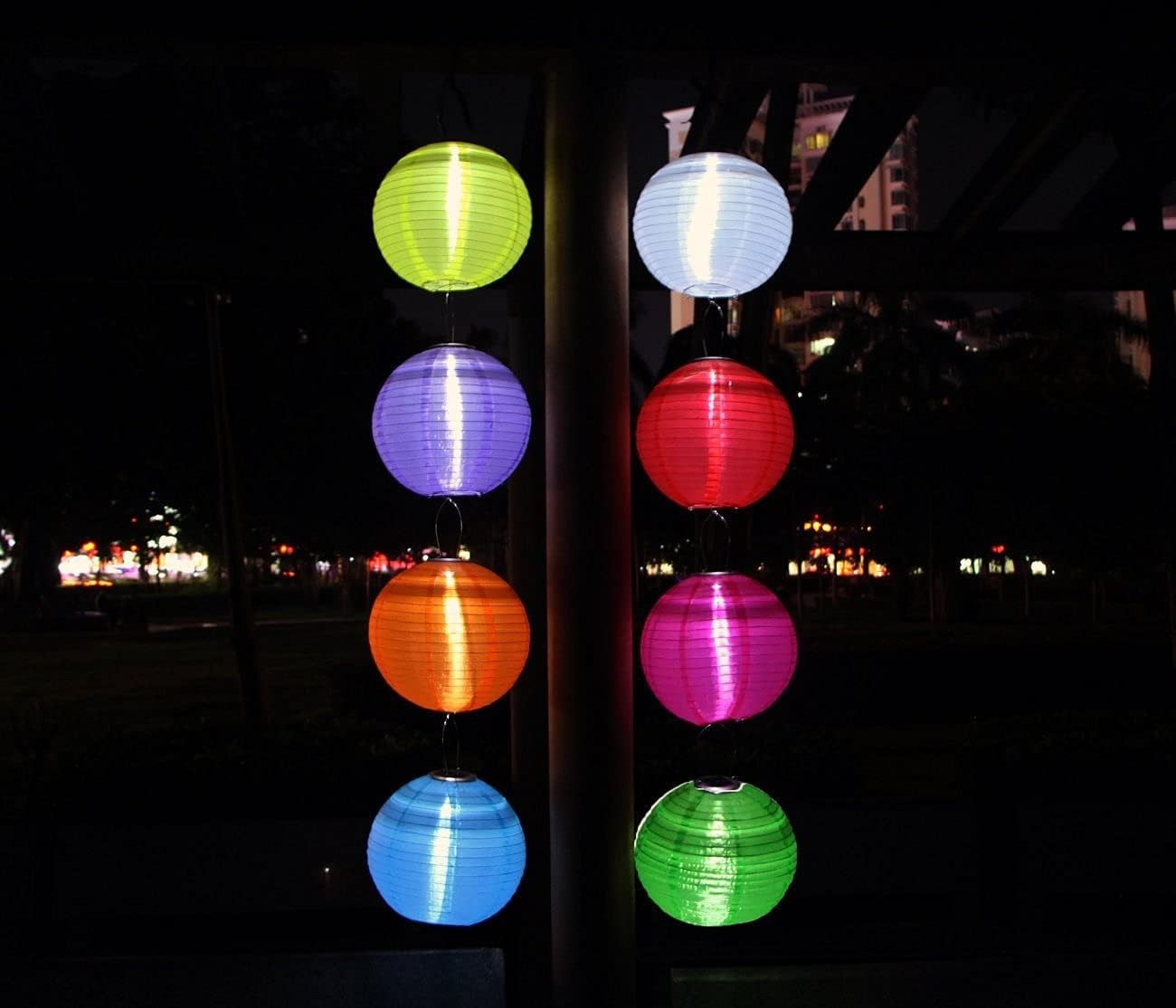 Beaneyun Solar Chinese Lantern Lights 12 in round Solar Lanterns LED Nylon Hanging Light Waterproof Outdoor Decorative Lights for Home Patio Garden Yard Wedding Party Bedroom,6 Pack (White),2021006