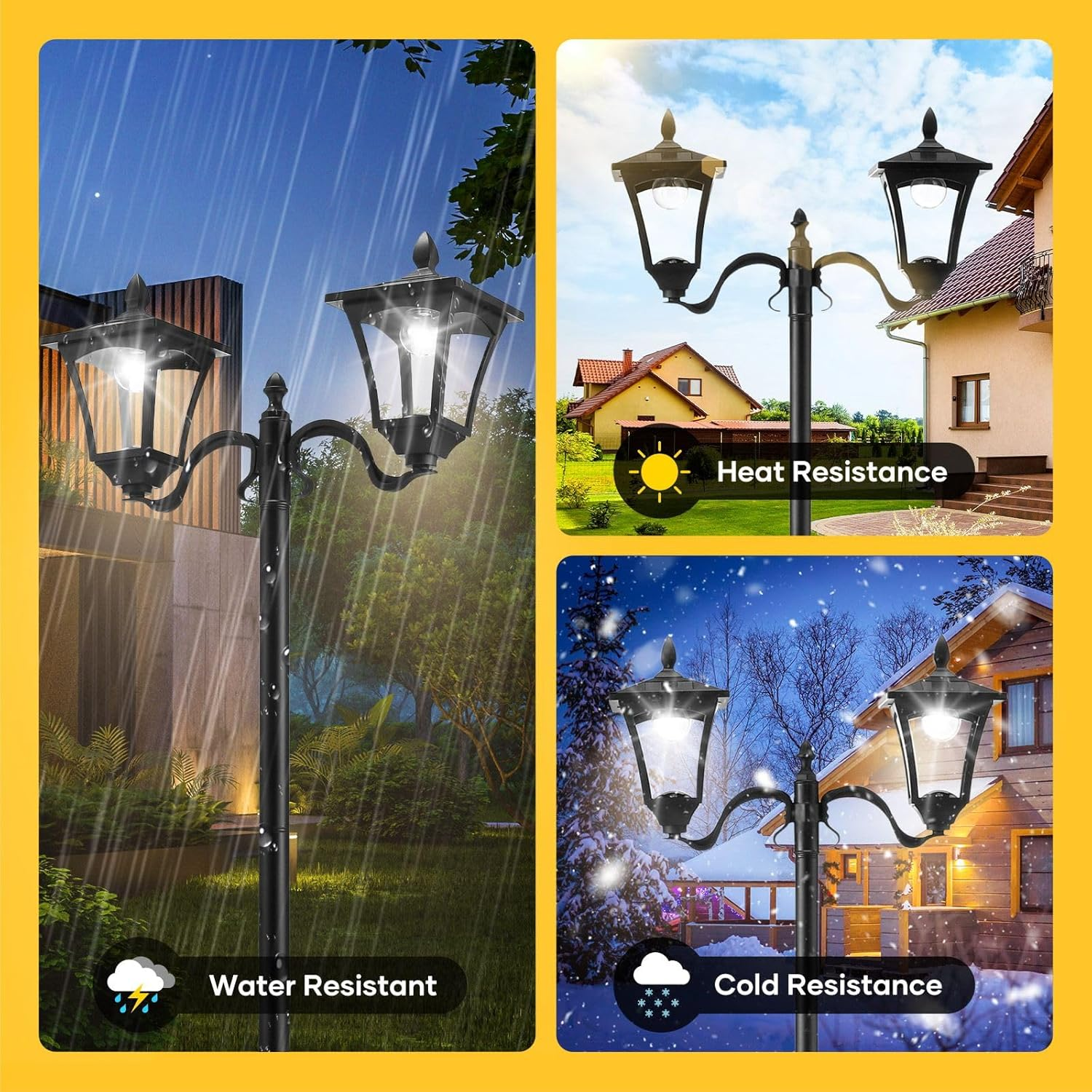 OGL 186Cm Solar Led Light Post Planter Outdoor Street Garden Security Pole Lamp Driveway Pathway Patio Yard Lantern Double Lights image number 2