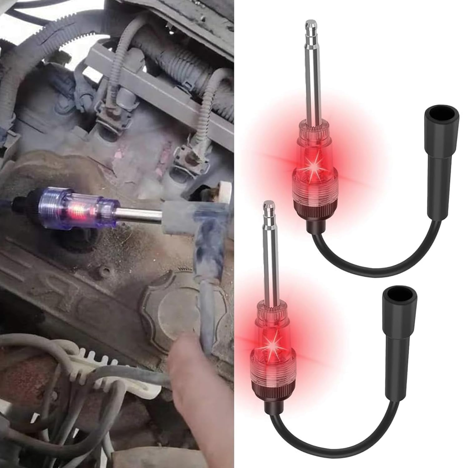 Car Inline Spark Plug Tester, Plug Engine Ignition Tester, Auto Motorcycle Lawn Mower Internal/External Engine Armature Diagnostic Detector Tool, Universal Car Exterior Accessories (2Pcs)