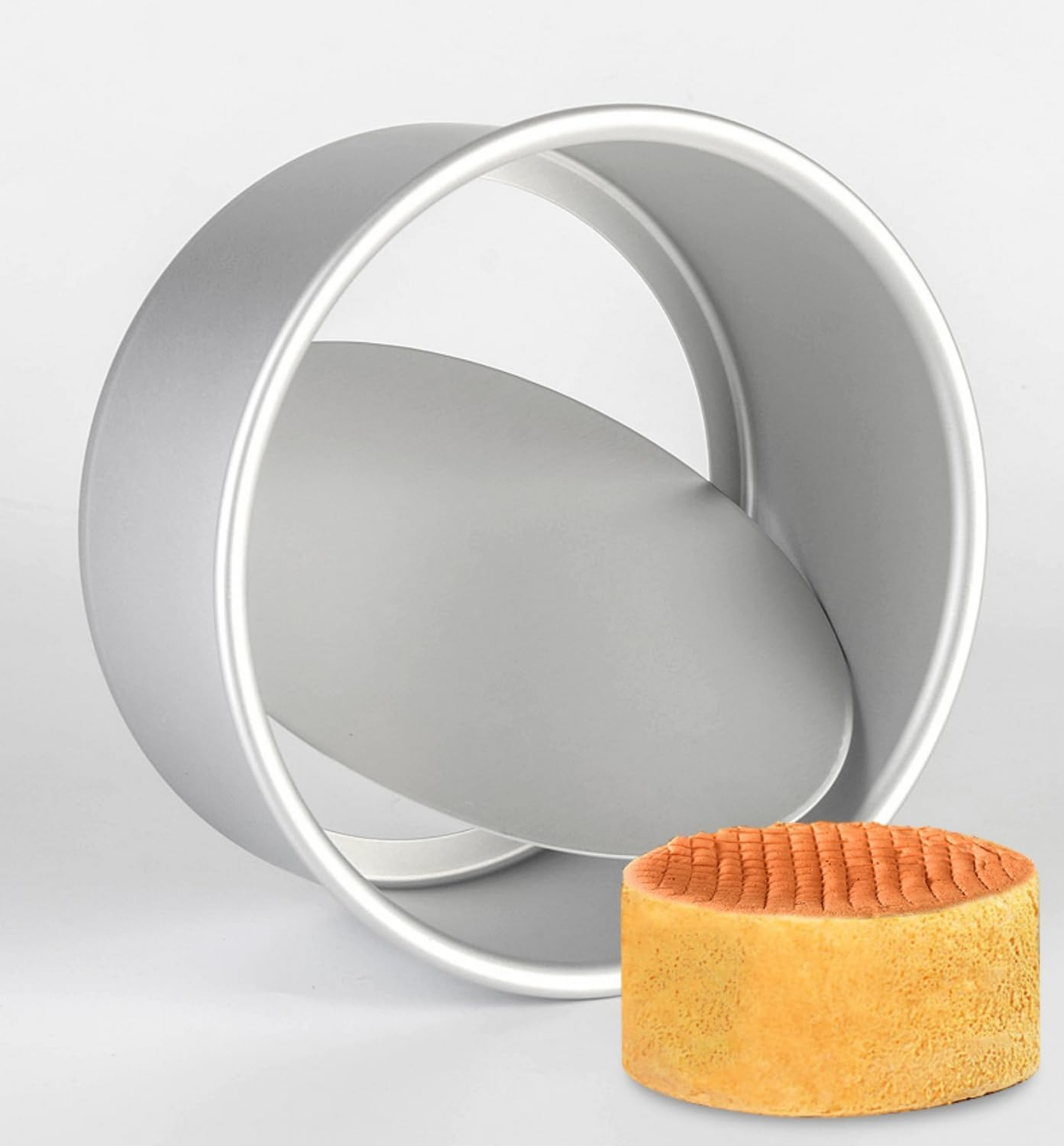 Aluminum round Cake Pan,Deep round Baking Pan,Cake Pan with Removable Loose Bottom (8X4Inch)