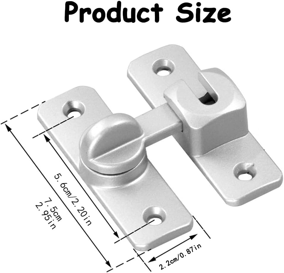 90/180 Degree Barn Door Lock & Gate Latch,Aluminum Alloy Security Hardware for Barn Doors Cabinets Windows Bathrooms Gardens and Sliding Doors image number 4