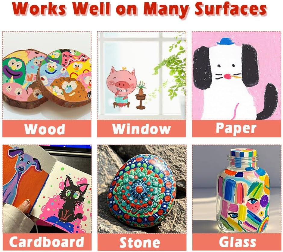 24 Colors Tempera Paint Sticks, Washable Paint Sticks for Kids, Quick Drying and No Mess Crayons for Arts Supplies, Paint Crayons for Kids, Suitable for Paper Wood Canvas Stone image number 5