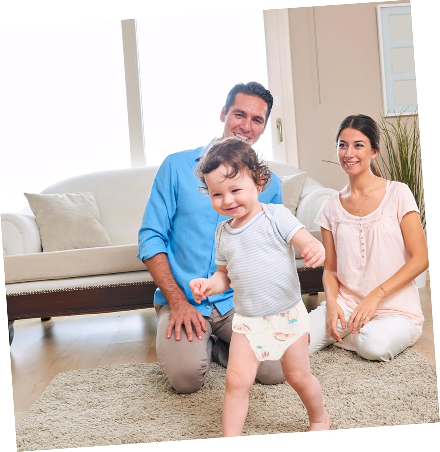 Abaodam 2 Pcs Cotton Reusable Baby Diaper Pants for Infants Washable Cotton Diapers for Newborns Random Styles Soft and Comfortable image number 5