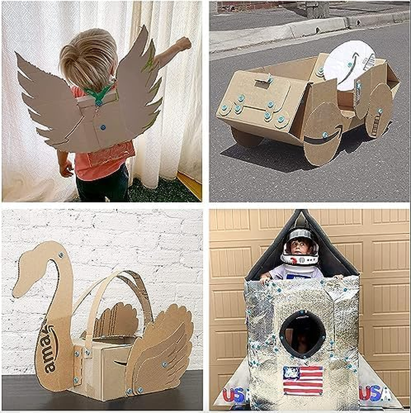 Makedo Discover | 126 Piece Cardboard Construction Toolbox for 1-5 Makers | STEM and STEAM Educational Toys for Kids | at Home Play + Classroom Learning | Reusable Tools for Boys and Girls Age 5+ image number 5