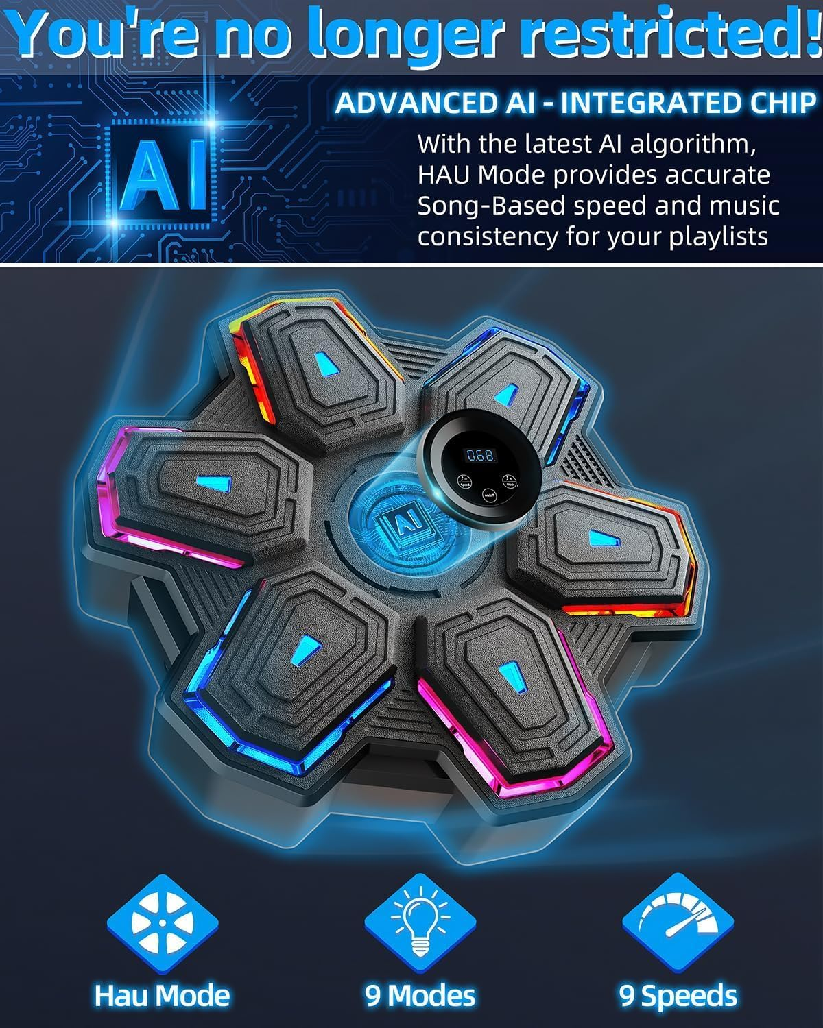 Music Boxing Machine Upgraded Version of Smart Music Boxing Machine Speed Adjustment Boxing Training Equipments for Home Adults and Children Wall Target Striker Reaction Indoor Electronic Target image number 4