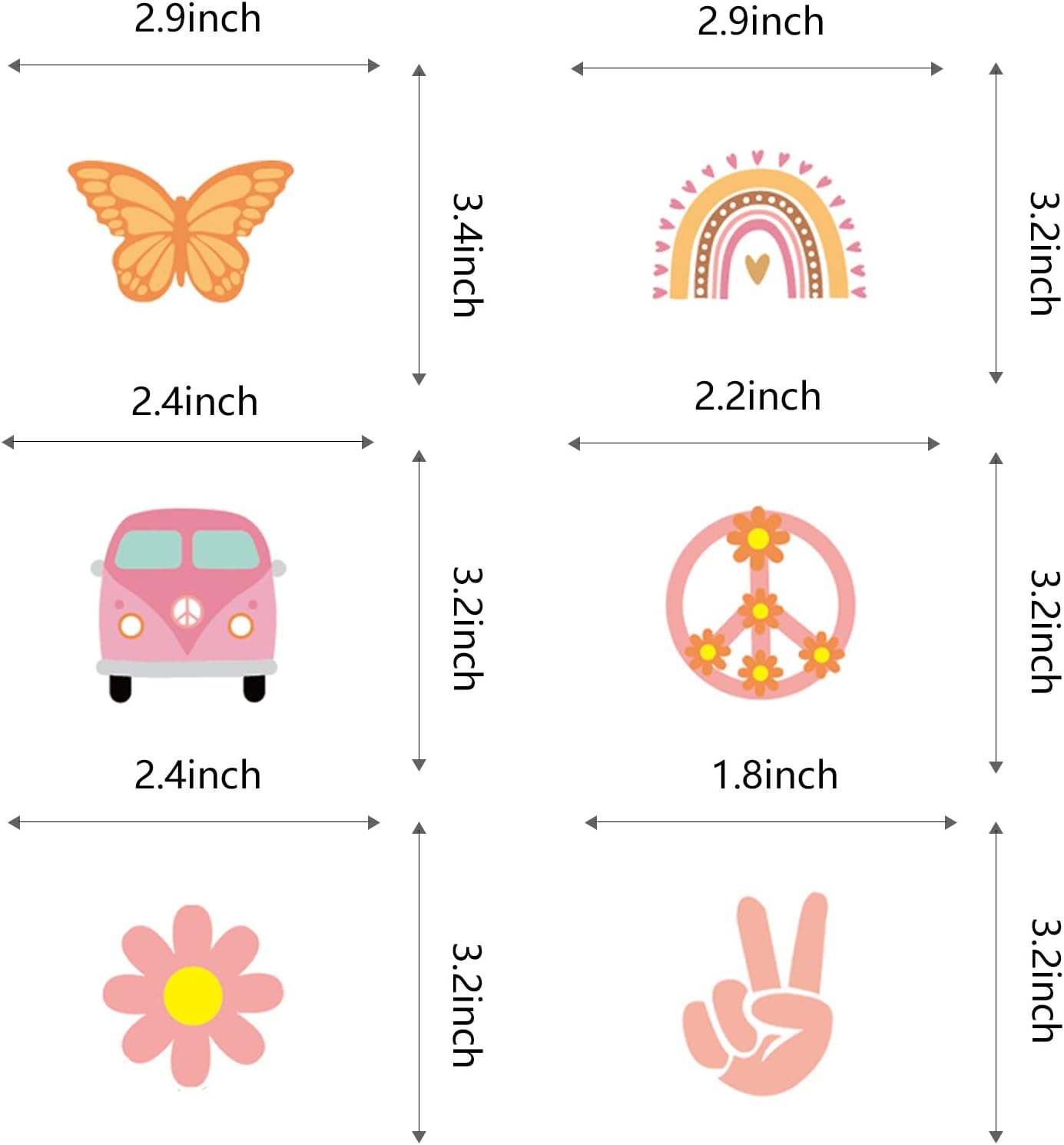 48Pcs Hippie Party Cupcake Toppers for Two Groovy Birthday Party Decorations Boho Rainbow Party Supplies image number 4