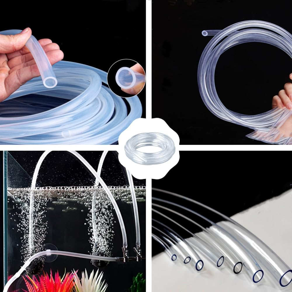 5 M Aquarium Air Line PVC Clear Fish Tank, Pure Silicone Tubing, Clear and Flexible Aquarium Airline Tubing，For Fish Tank Air Pump, Terrariums,Aquariums and Hydroponics (4 * 6Mm) image number 3