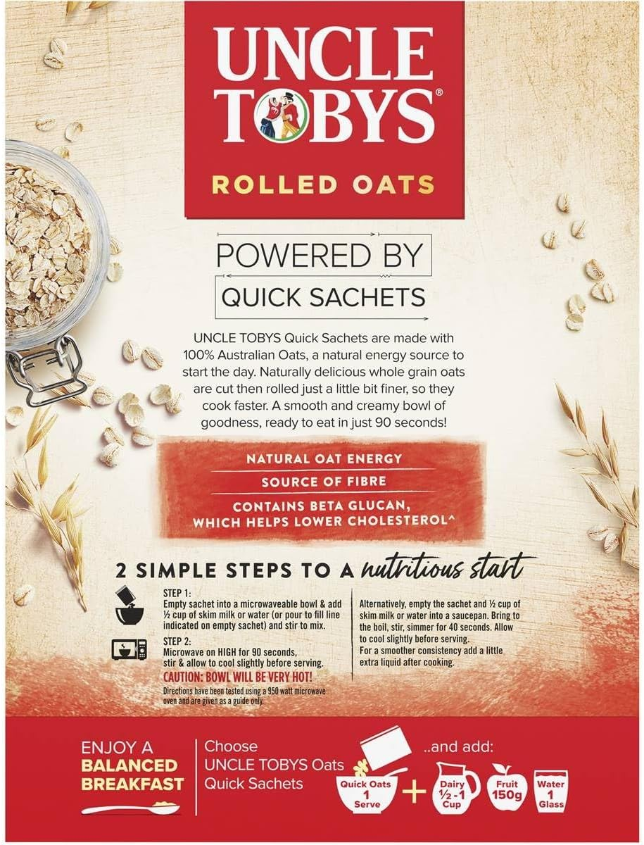 Uncle Tobys Quick Sachets Original Oats Breakfast Cereal (Pack of 10) image number 2