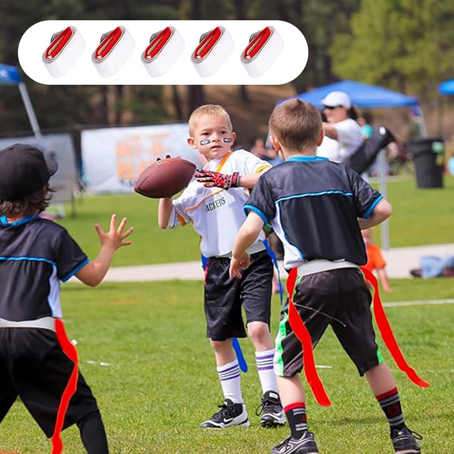 5PCS Rugby Training Flag, Football Kit Small Football Flag Football Belts Football Rugby Training Accessory Set Rugby Training Accessory image number 1