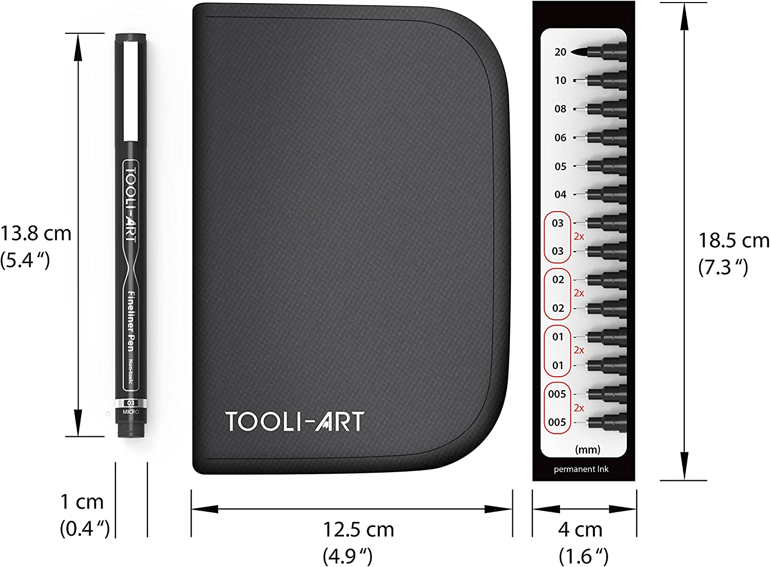 Micro-Line 14 Pens with Case, Fineliner, Multiliner, Archival Ink, Waterproof, Journaling, Illustration, Architecture, Technical Drawing, Outlining, Scrapbooking, Manga, Writing, Rock Painting Black image number 1