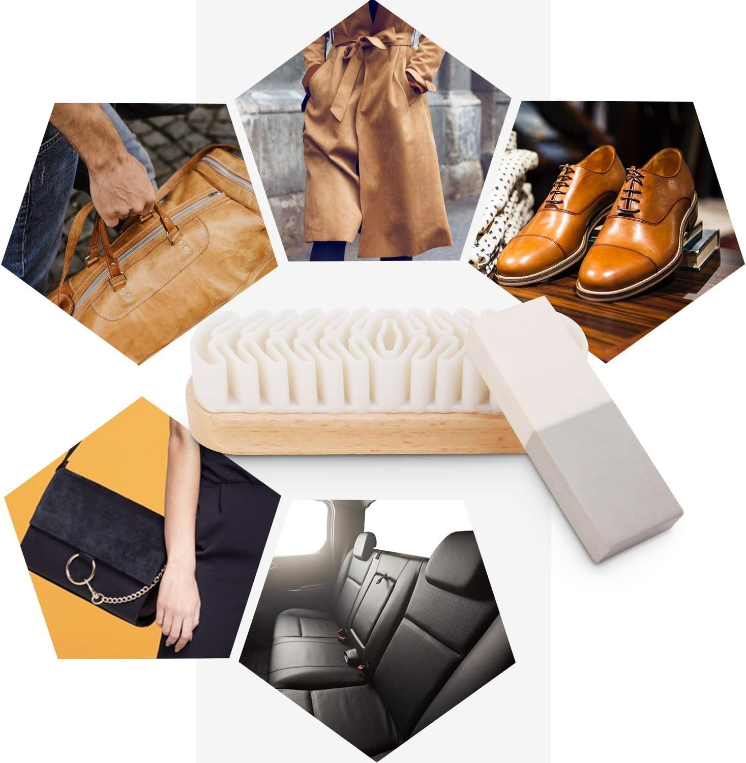 Suede Nubuck Cleaning Kit Hard-Wearing Crepe Brush Bonus a Cleaning Eraser - Clean All Suede Leathers - Professional for Nubuck Shoes Boots Bags Purses Jackets Couches image number 3