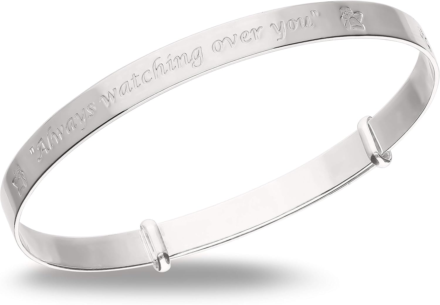 DV Dolce Valentina Guardian Angel Silver Bangle with "Always Watching over You" Message - Infant Baptism Keepsake (Ages 1-3), Metal image number 3