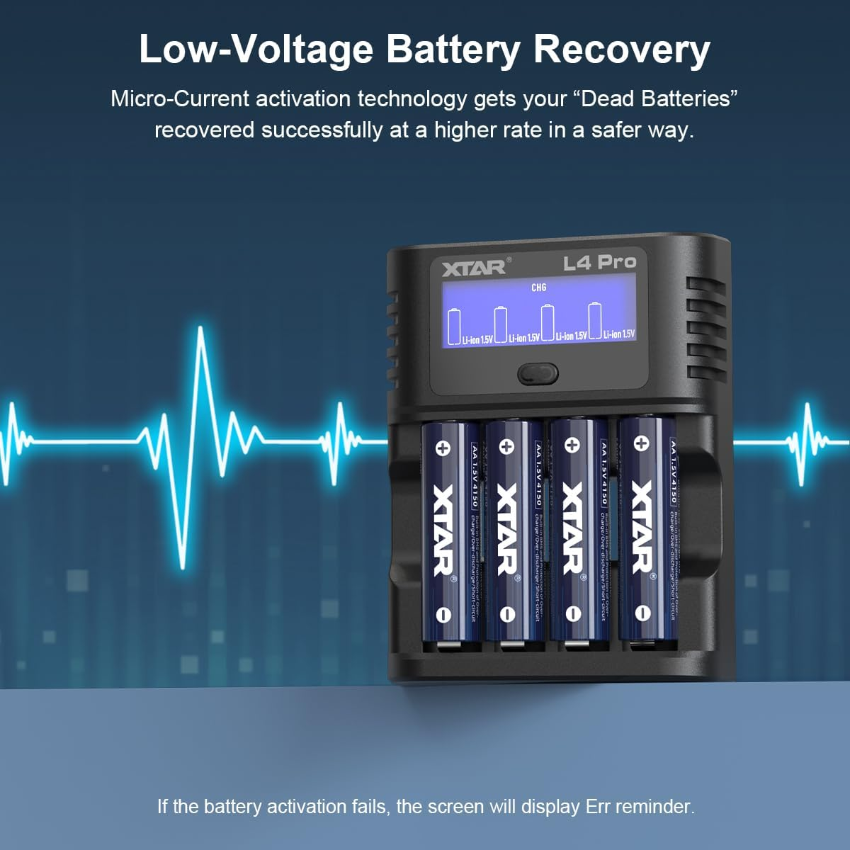 XTAR L4 Pro Smart Type-C 1.5V Li-Ion & 1.2V Nimh/Nicd AA AAA Battery Charger with Discharge&Refresh Function,4 Bay LCD Display Rechargeable AA Battery Charger image number 3