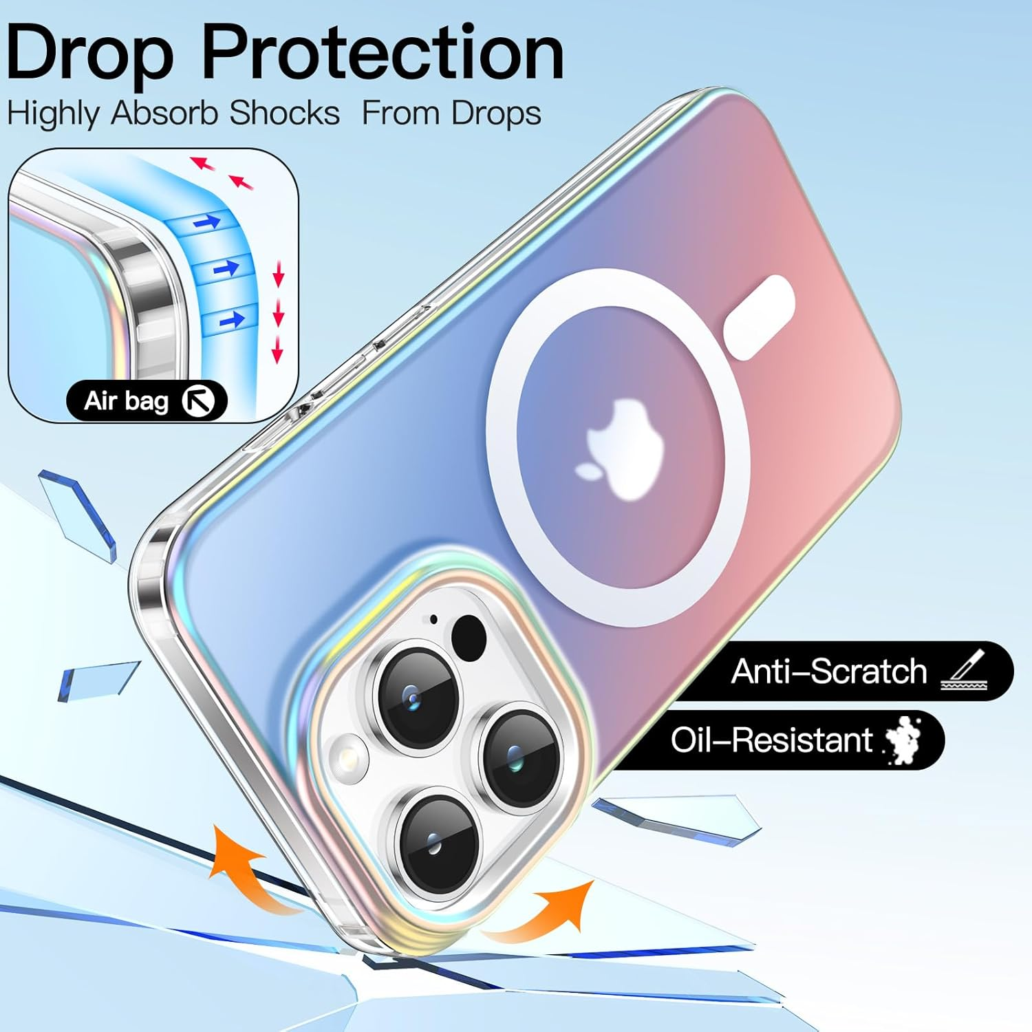 Jetech Iridescent Case for Iphone 14 Pro 6.1-Inch Compatible with Magsafe, Cute Unique and Aesthetic Design, Colorful Fluorescent Translucent Back Shockproof Phone Cover (Iridescent)