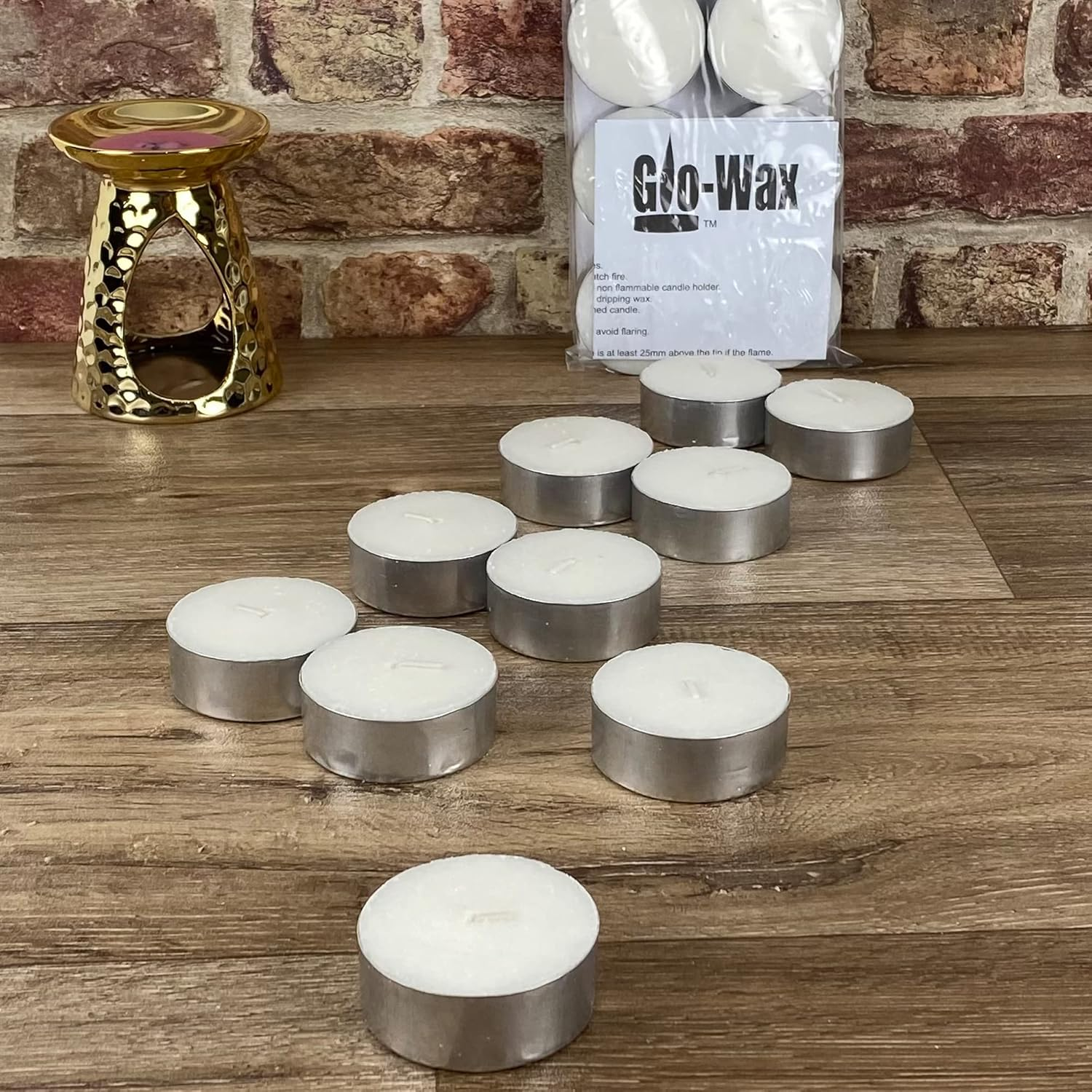 Glo-Wax Giant Tea Lights 10 Pack Maxi Candles Unscented Extra Large Long Burn Lasting Up-To 10 Hour Burning per Candle Indoor and Outdoor Tealights Quality White Wax image number 5