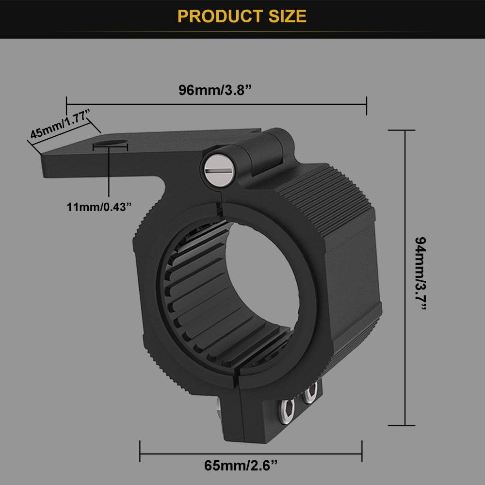 Audak 1 Pair Aluminum Mounting Bracket Kit Tube Clamp for 1.625 1.75 1.875 2 Inch Bullbar Roof Rack Roll Cage Horizontal Bar (1.6 to 2 Inch Adjustable) image number 1