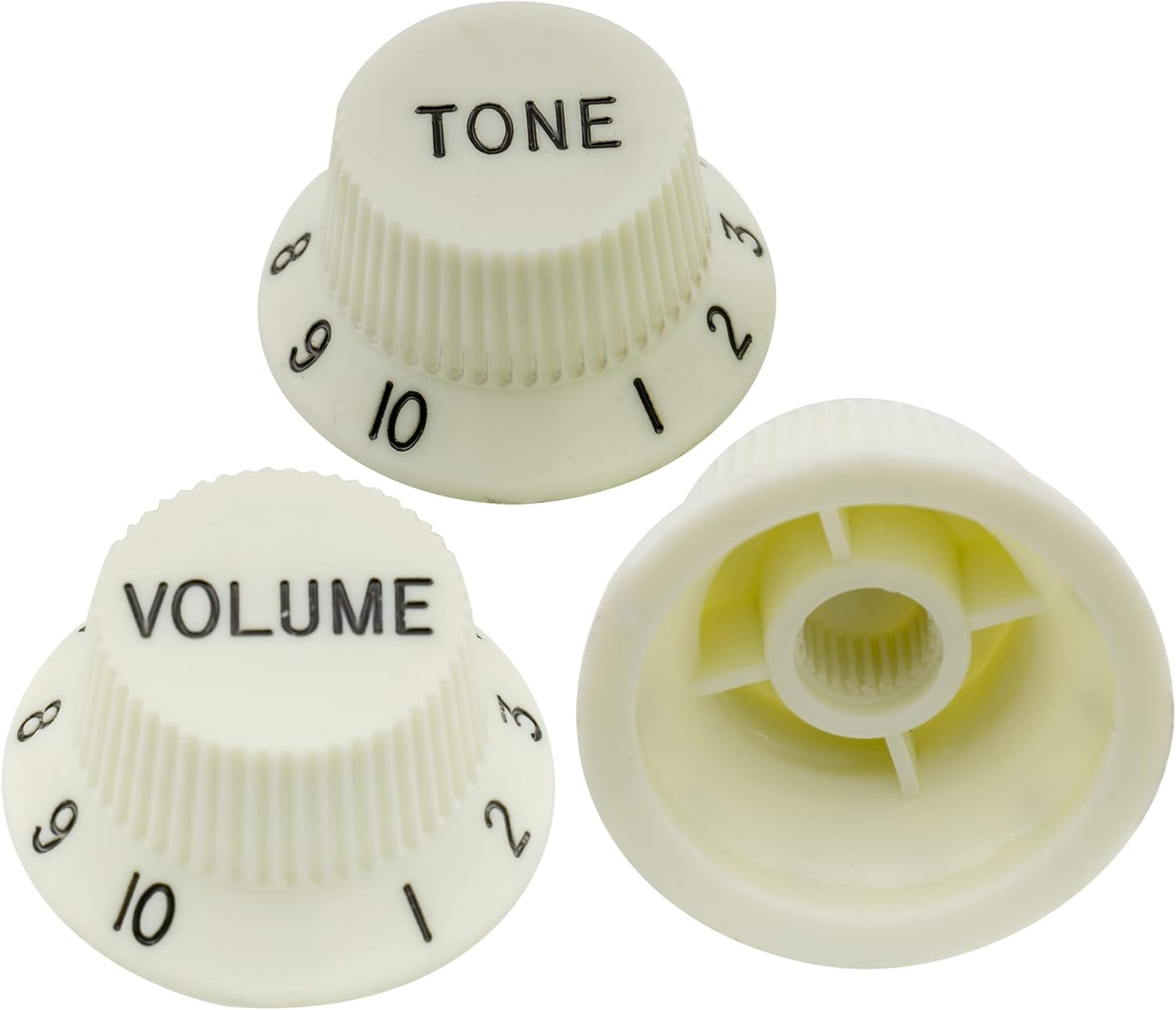 Musiclily Pro Imperial Inch Size 1 Volume 2 Tone Stratocaster Knobs Set for USA Made Strat Style Electric Guitar, Mint Green - Aged White image number 3