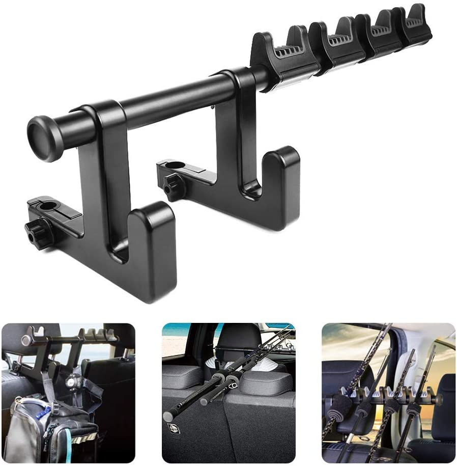 Car Fishing Rod Holder with Seat Hook, Multifunctional Fishing Pole Rod Rack, Car Headrest Hooks Hanger Holder for Bag, Purse, Cloth, Grocery image number 3