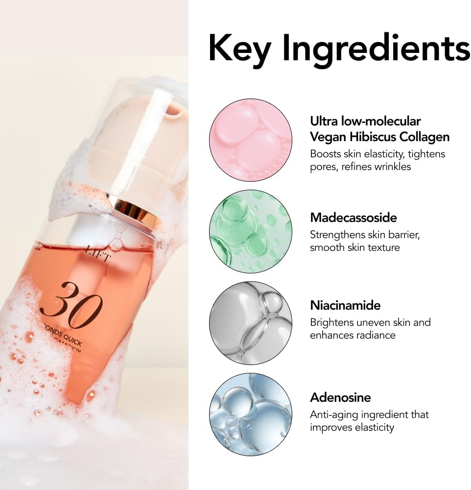 MENOKIN 30 Seconds Quick Bubble Mask [LIFT] - [Collagen] & Niacinamide in Micro-Bubbles for anti Aging, Boost Elasticity, Fine Lines, Korean Glass Skin Care Essential, 52 Uses, 70Ml image number 5