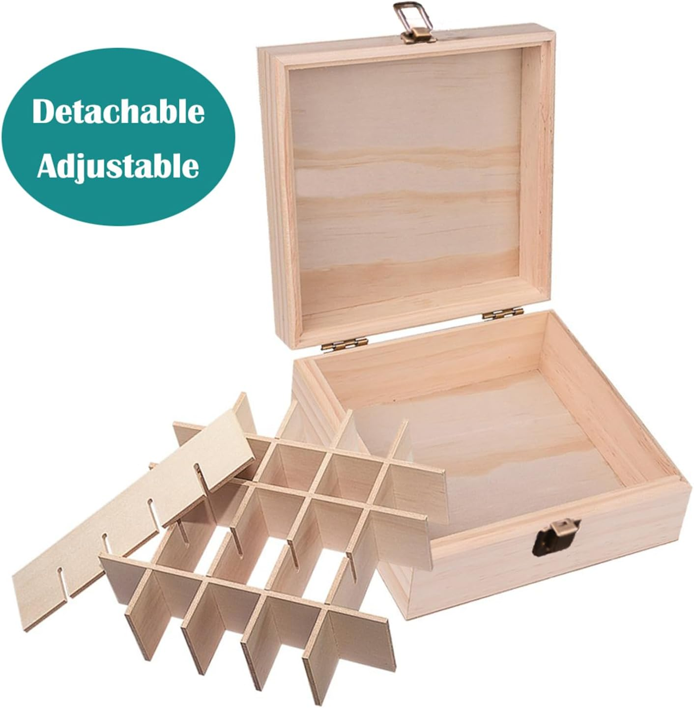 Fantasyday Wooden Essential Oil Storage Box Case, Portable Organizer Holds 25 Bottles 5 Ml, 10 Ml and 15 Ml Sizes - Pine Wood Holder Safe for Carrying and Home Storage Display