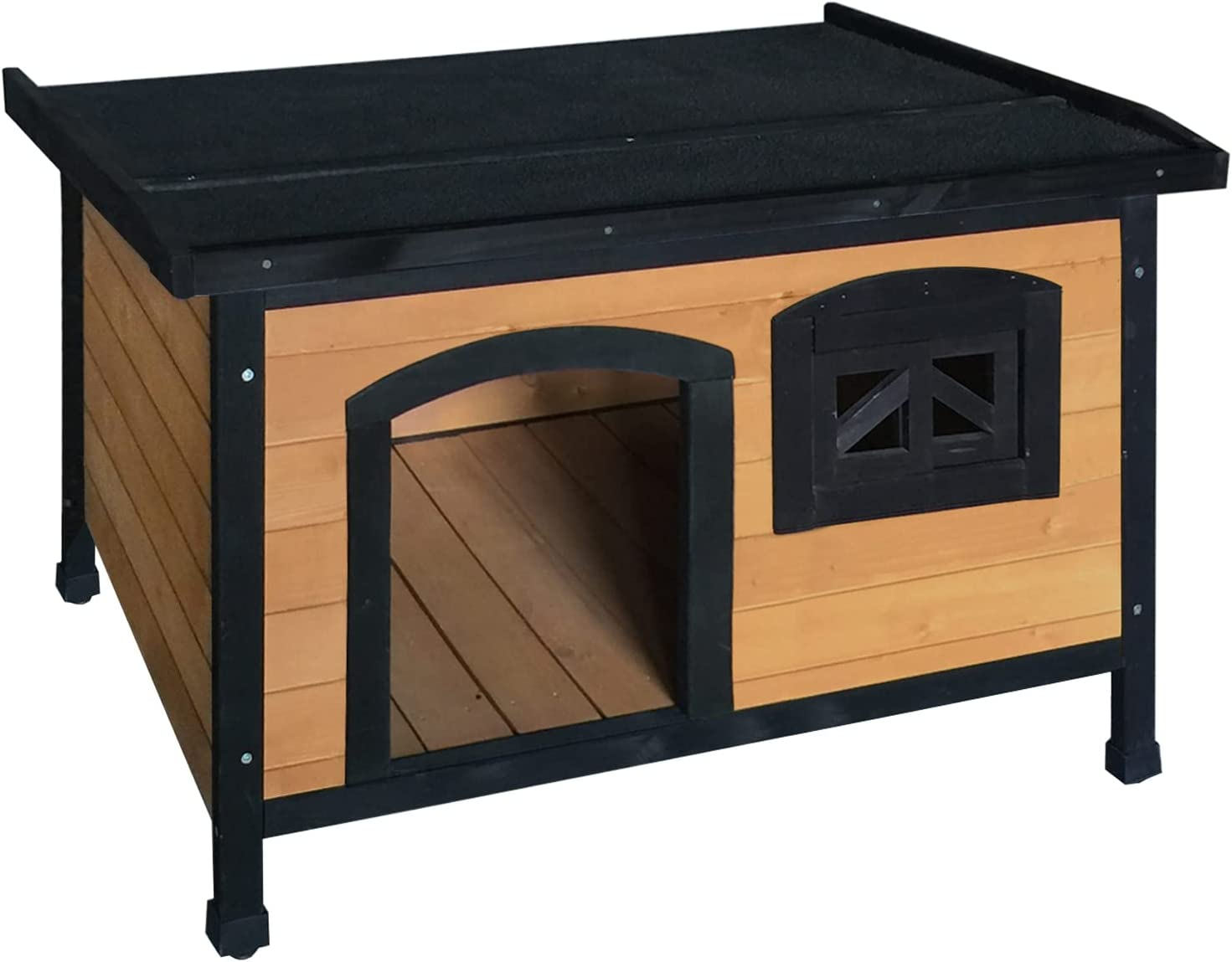 I.Pet Dog Kennel House, Large Kennels Portable Wooden Pet Puppy Houses Crate Cabin Outdoor Indoor Garden Pets Furniture, Uv-Resistant Durable Heavy Duty Multicoloured