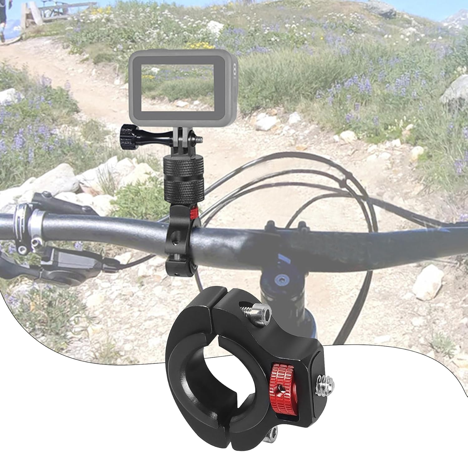 Alriedy Bike Mount for Gopro, 360&deg; Rotatable Handlebar Mount, 1/4 Mount, Action Cameras, Tube Diameter Range 22.5-32Mm, Aluminum Alloy for Bicycle & Motorcycle image number 3