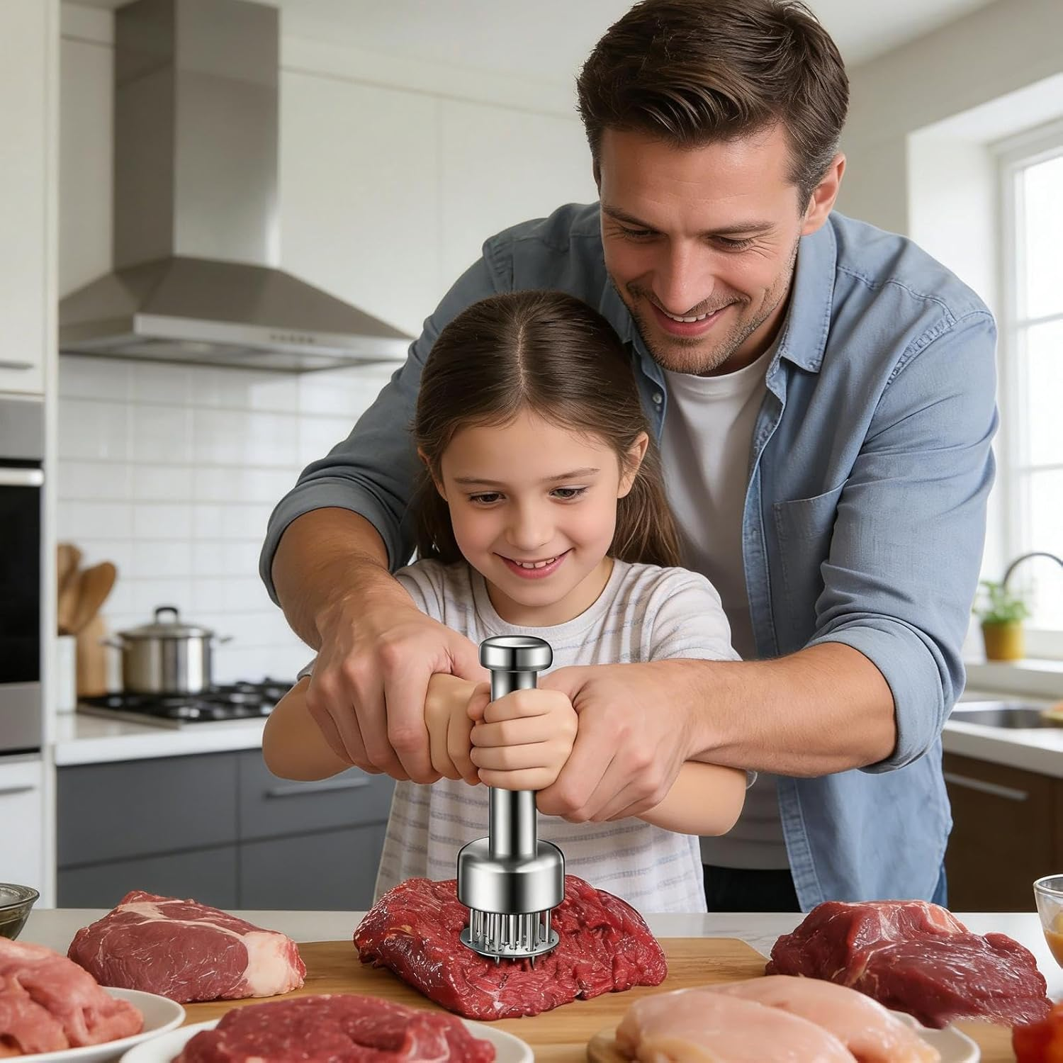 Needle Tenderizer - Heavy Duty Manual Tool | Manual Meat Tenderizer with 21 Needles - for Home Cooking Kitchen Pork Beef Steak Turkey Poultry image number 5