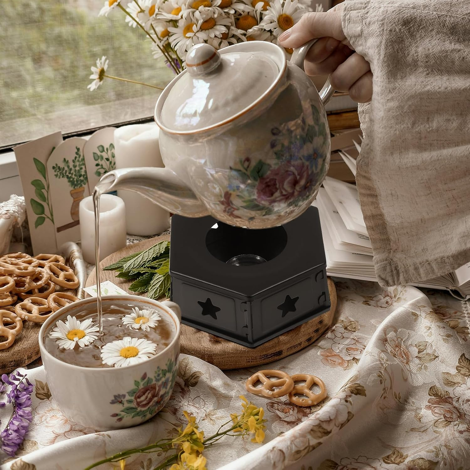 Ipetboom Portable Stainless Steel Hollow Tea Warmer Base Detachable Metal Teapot Holder Heater for Home Coffee and Tea Accessories image number 5