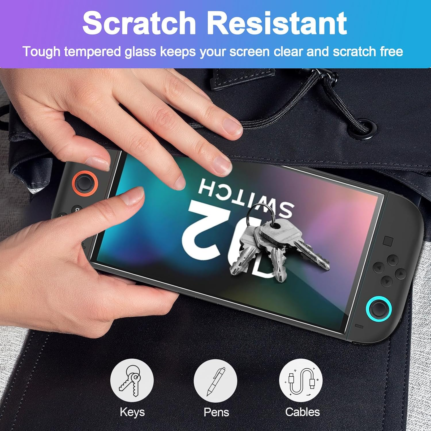 Caweet Screen Protector for Nintendo Switch 2 2025, 9H Hardness HD Tempered Glass Film Guard, 2 Pack - 2-Pack image number 6