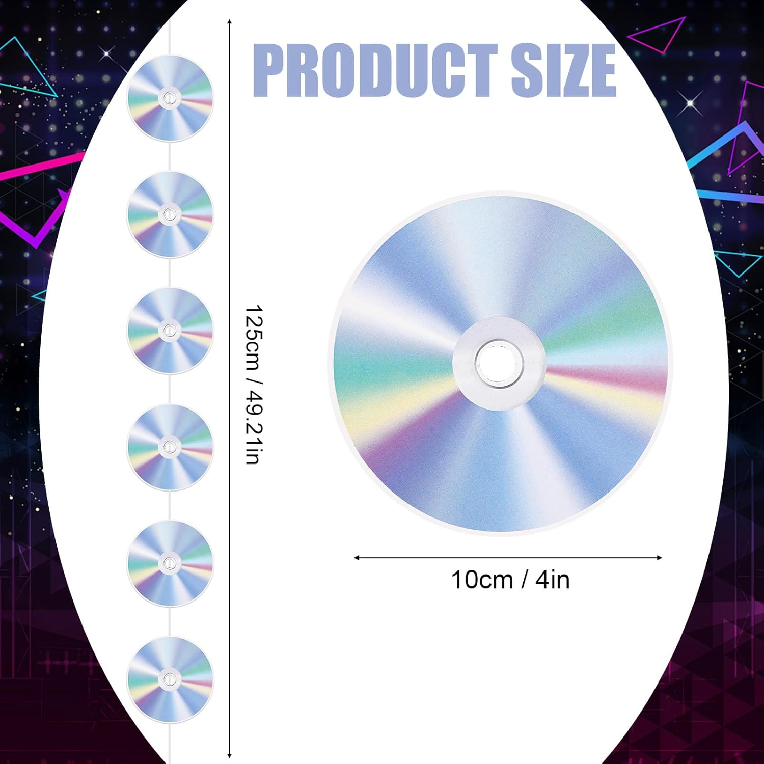 8Pcs 90'S Party Decorations, Retro CD Cutout Hanging Banner 2000S Music Themed Party Decoration Vintage Garlands for Y2K Disco Decades Party Birthday Party Supplies image number 6