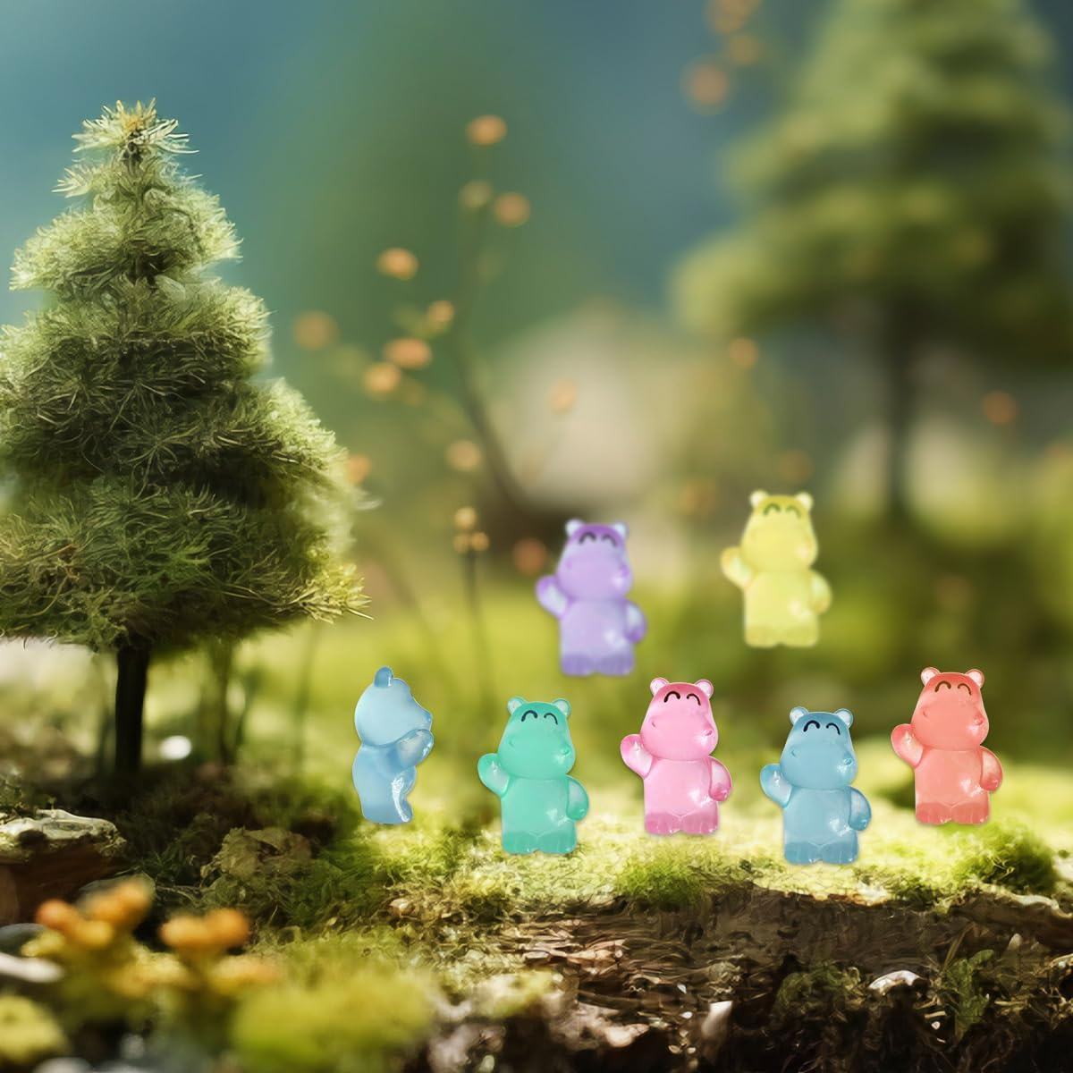 Mini Resin Hippos, 30 PCS Mini Resin Animal Figures for Potted Landscape Dollhouse Ornaments (3Cm) image number 6