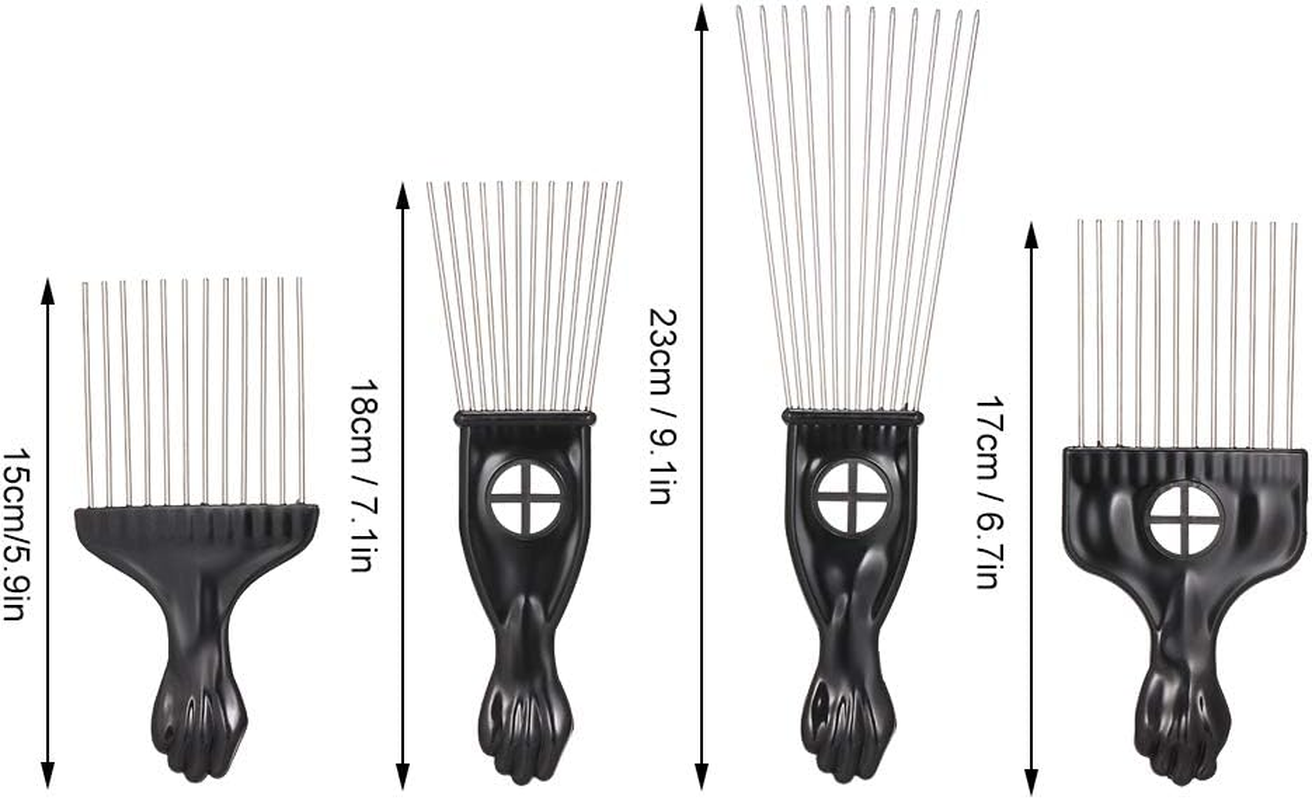 Yasao 4PCS Black Comb Set Metal Afro Hair Style Comb Curly Hair Black Suit Steel Needle Comb Hairdressing Tools image number 3