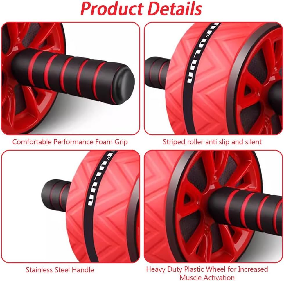 TOMVAES Non-Slip Core Abdominal Roller Wheel, Ab round Exercise Equipment for Core Workout with Anti-Slip Handles Apparatus Temper for Home Gym Fitness Device with Kneeling Pad image number 4
