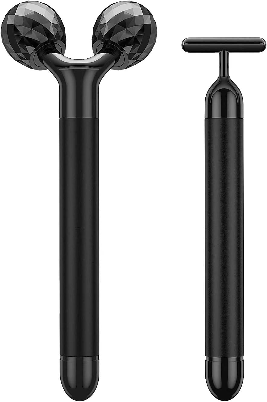 Beauty Bar 2-IN-1 Electric Face Massager, 3D Roller and T Shape Arm Eye Nose Head Massager Facial Roller Massager Kit Skin Care Tools