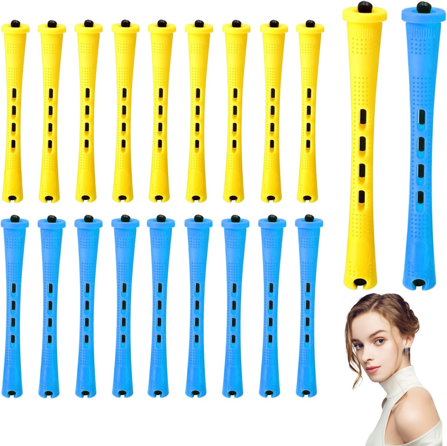 DHWEKU 20 Pieces Small Perm Rollers, Perm Set, Small Hair Rollers for Women, Curlers Short Hair for Natural Hair, Long Short Hair Styling Tool image number 2