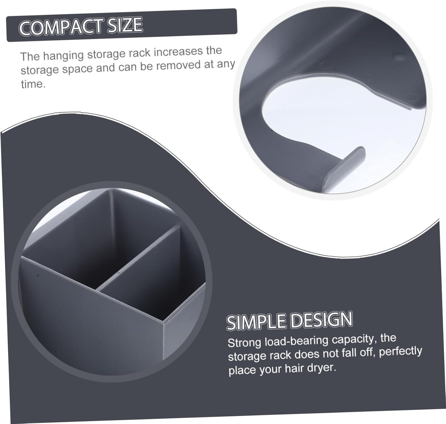 TOVINANNA Hair Dryer Storage Mounted Organizer No for Bathroom Accessories Space-Saving Blow Dryer Holder Smooth Edges Strong Load-Bearing Capacity Keeps Bathroom Tidy - Black image number 3