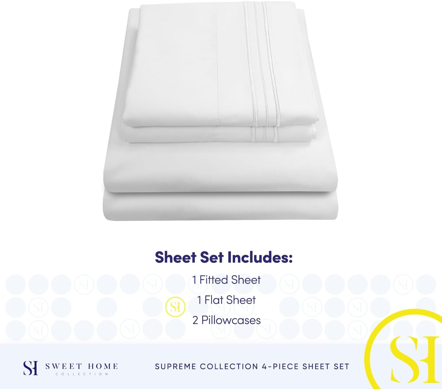 Split King Sheets - Breathable Luxury Sheets with Full Elastic & Secure Corner Straps Built in - 1800 Supreme Collection Extra Soft Deep Pocket Bedding Set, Sheet Set, Split King Size, White image number 4